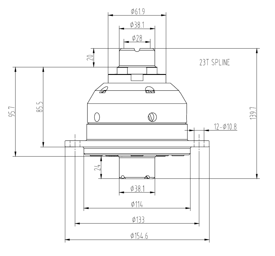 mechanische Zeichnung, technische Zeichnung, Abmessungen, Spline, Kupplung