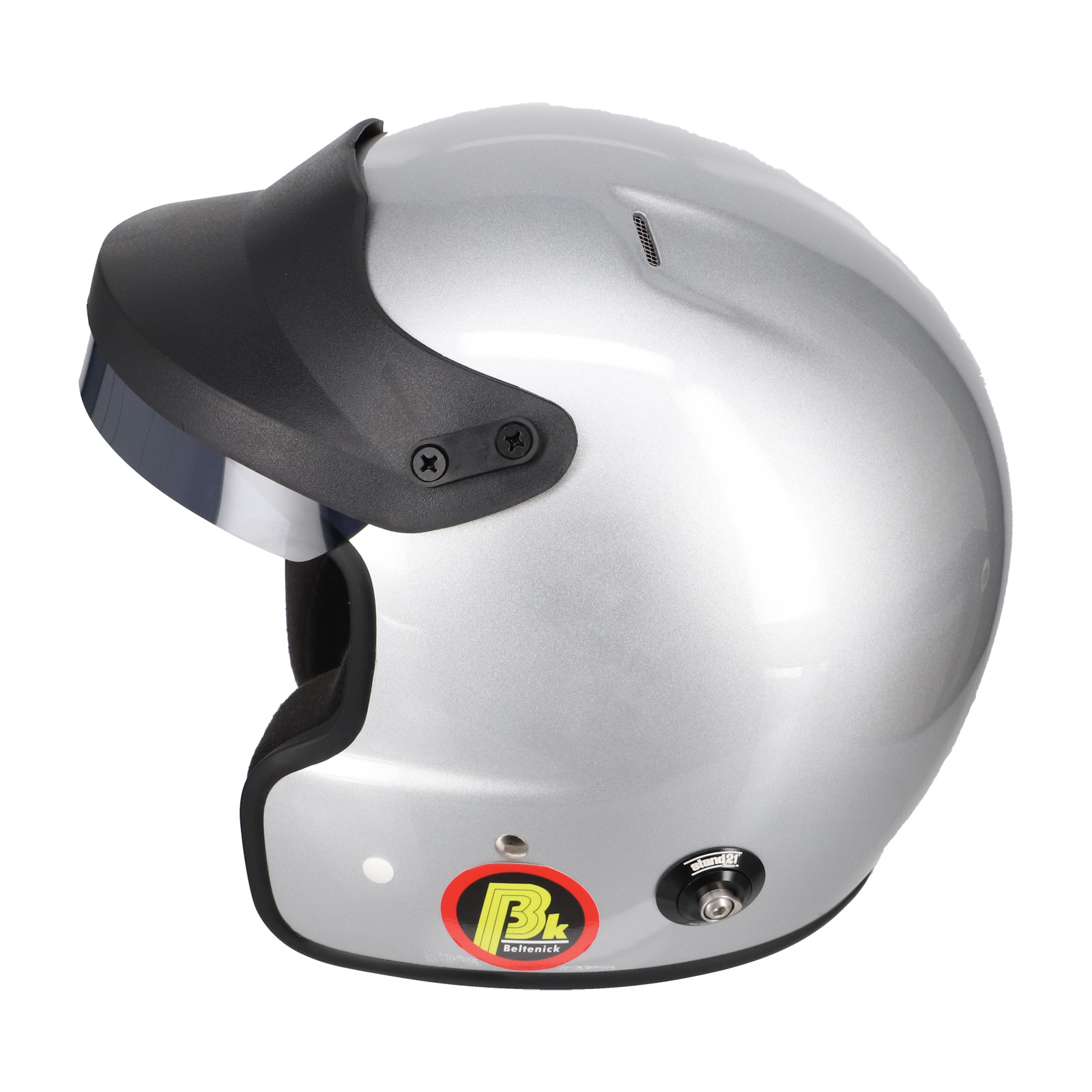 Beltenick OF Racing silber mit Hans Clips Homologation FIA 8859-2024 / 2015 Jet Helm