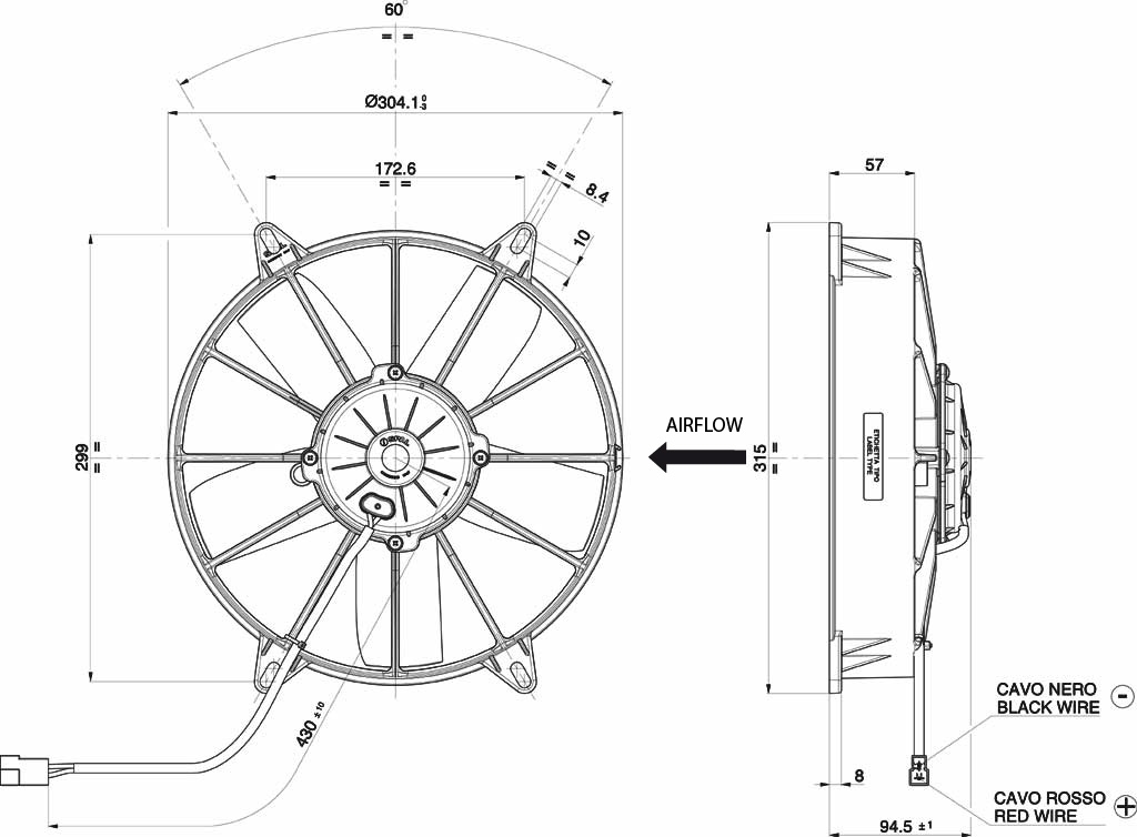 Spal Kühlerventilator VA03-BP70/LL-37S 24V  D314-D280 T=95 / 2310m³ blasend