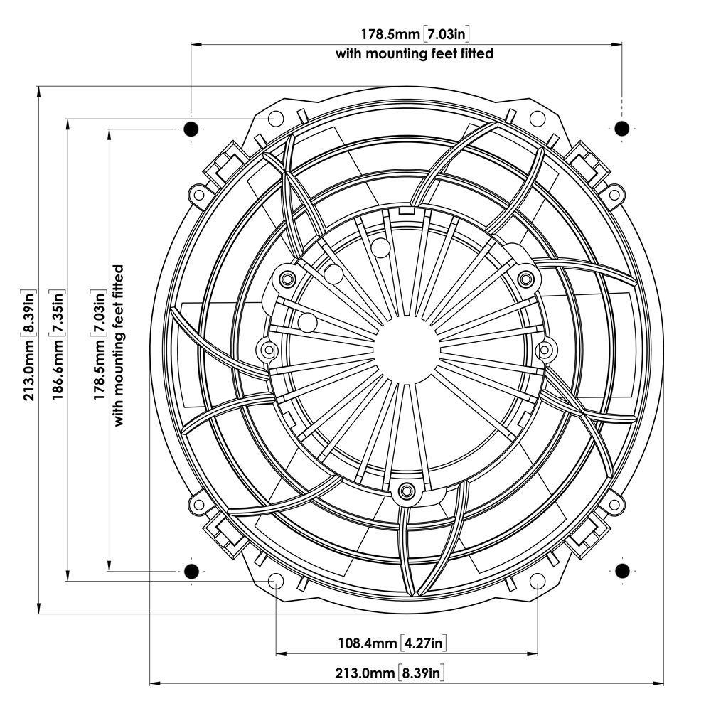 12V Kühlerventilator 213mm (8") Davies Craig Brushless  bürstenlos, 760 m³/h  blasend und saugend dual