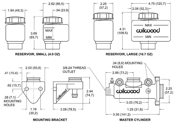 Wilwood Brems- und Kupplungszylinder  Combination Remote Master Cylinder