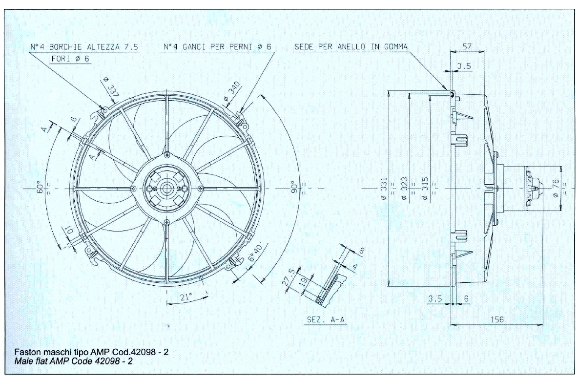 Spal Kühlerventilator VA01-A52/2C-43A 12V  D336-D305 T=156  / 3350m³ saugend