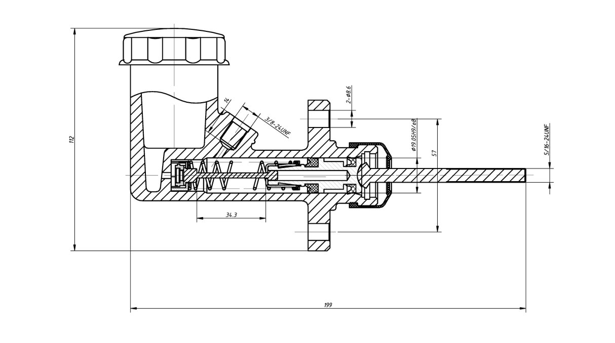 Hauptbremszylinder 19,05mm / 0,75 mit Behälter OBP