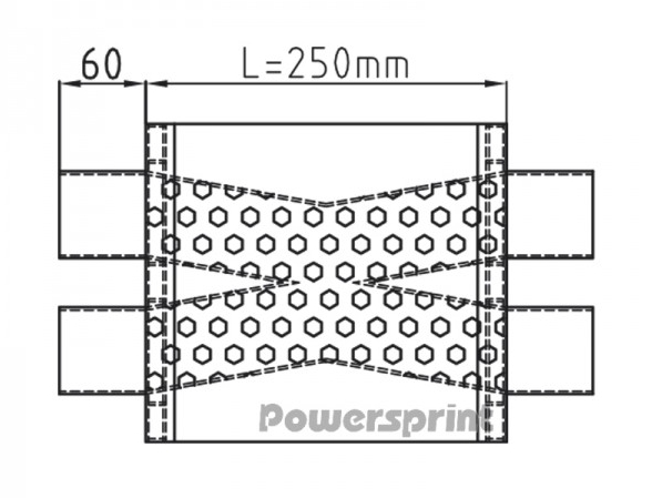 Powersprint Short Box X-Führung  oval Ø 63,5mm 370 mm Länge