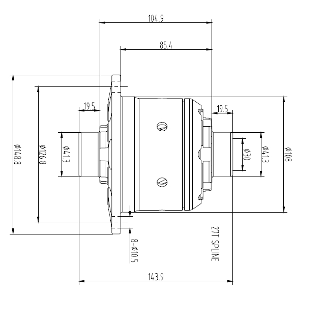 mechanical component, drawn plan, dimensions, S-Kurve?, zylindrischer Körper