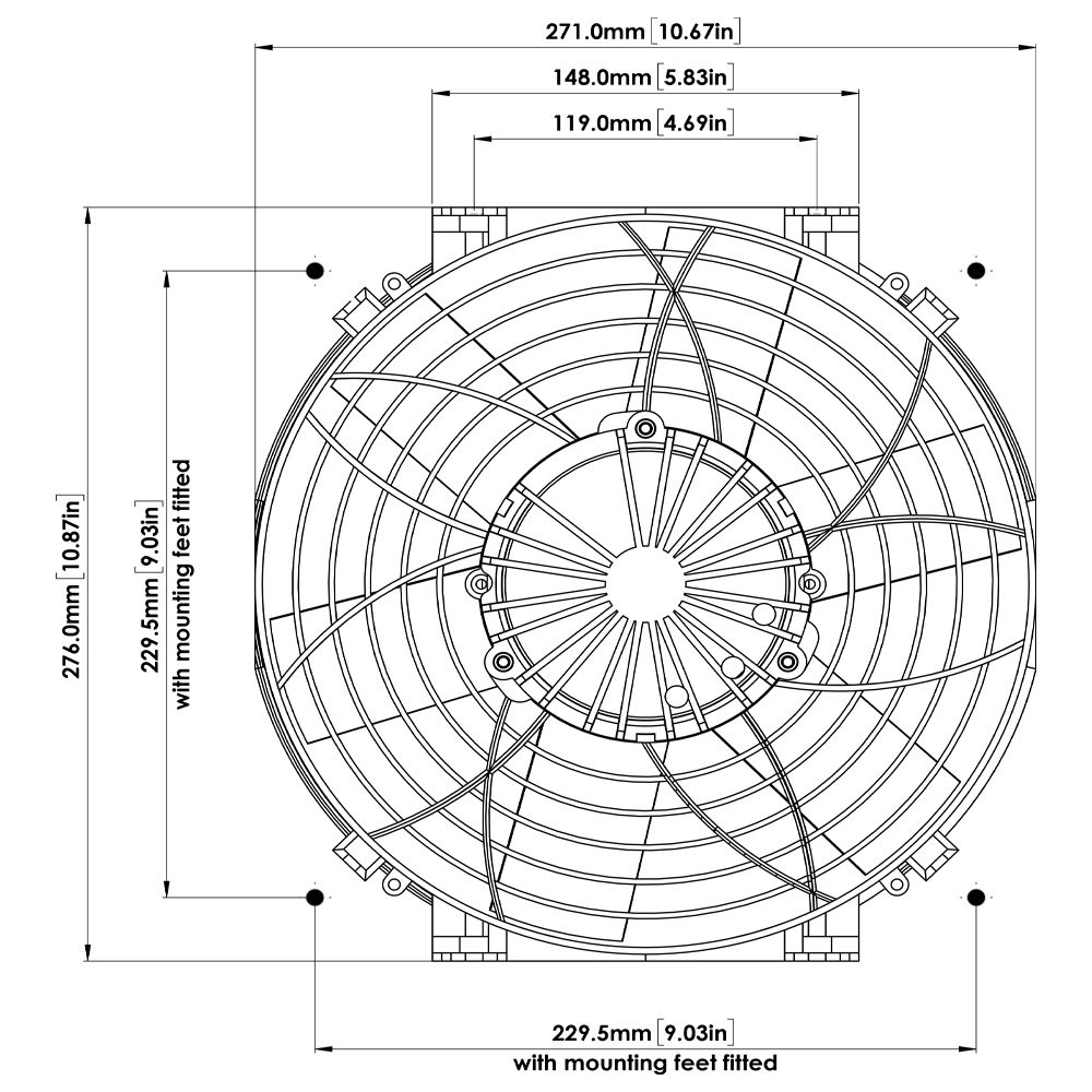 24V Kühlerventilator 276mm (10") Davies Craig Brushless  bürstenlos, 1820m³/h blasend und saugend dual