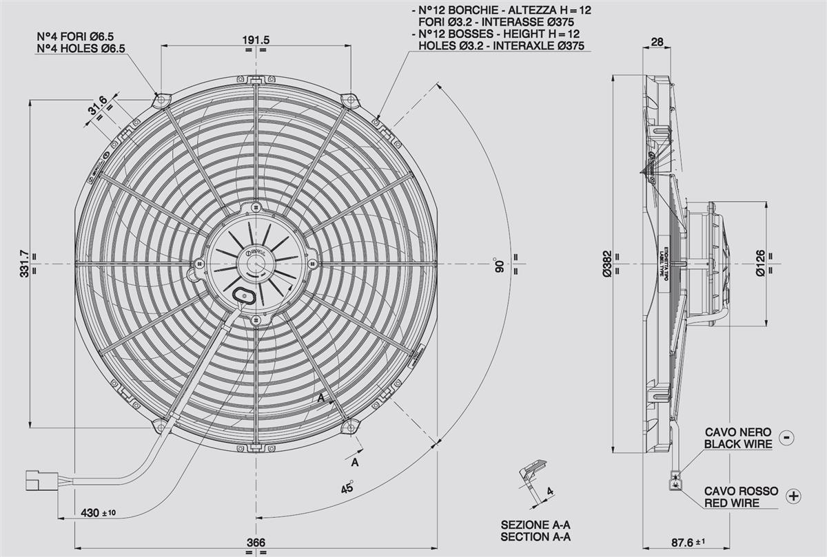 Spal Kühlerventilator VA08-BP71/LL-53S 24V  D385-D350 T=88 / 3150m³ blasend