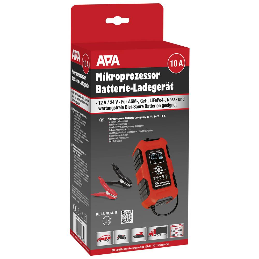 APA Batterieladegerät EVO 10 Lithium, 12/24 Volt, 10 Ampere  Lithium Battery Smart Charger