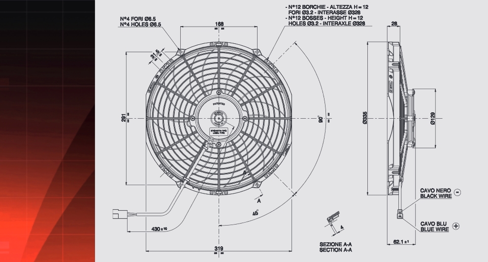 Spal Kühlerventilator VA10-AP50/C-61A 12V  D336-D305 T=63 / 2070m³ saugend