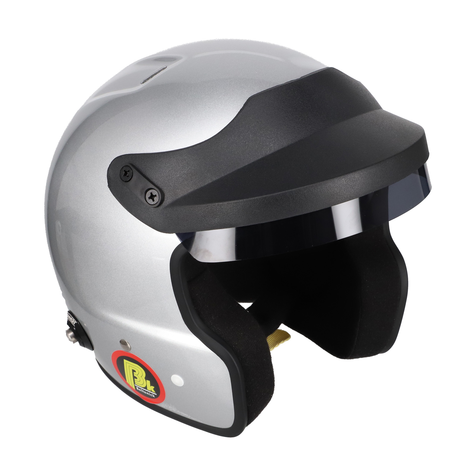 Beltenick OF Racing silber mit Hans Clips Homologation FIA 8859-2024 / 2015 Jet Helm