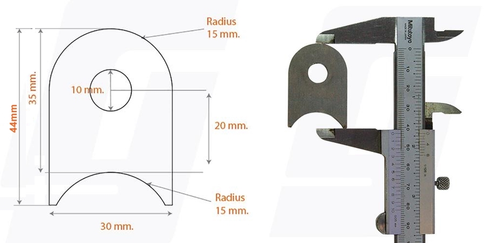 Schweisslasche Nr.2 44x30x4 (10mm Loch)  - Domex700