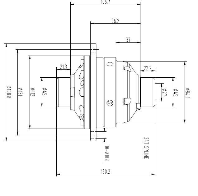 Blackline Schneckenradsperre Lancia (C510 Getriebe) Torsen System 