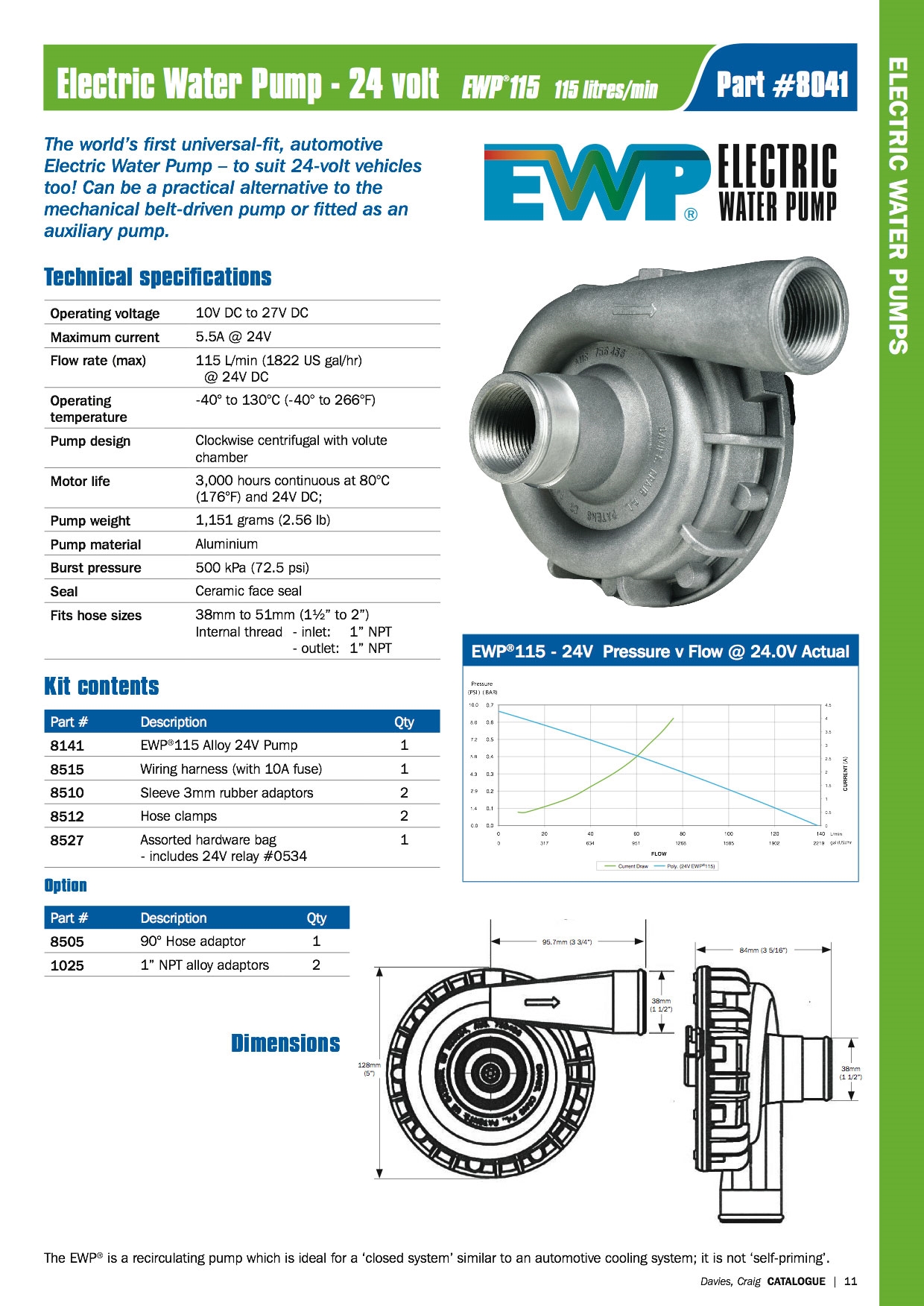 Elektrische Wasserpumpe EWP115 24V Aluminum  Davies Craig