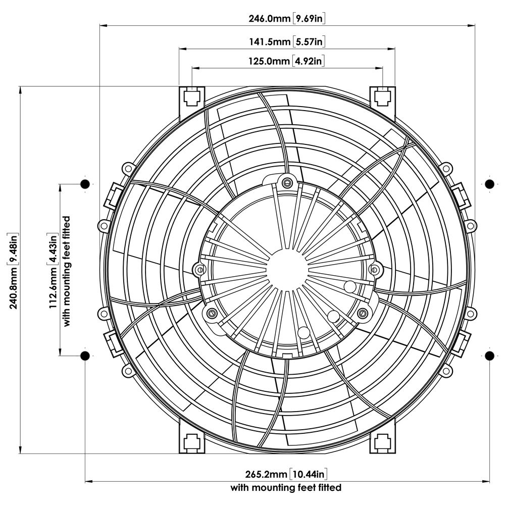 12V Kühlerventilator 246mm (9") Davies Craig Brushless  bürstenlos, 1340 m³/h blasend und saugend dual