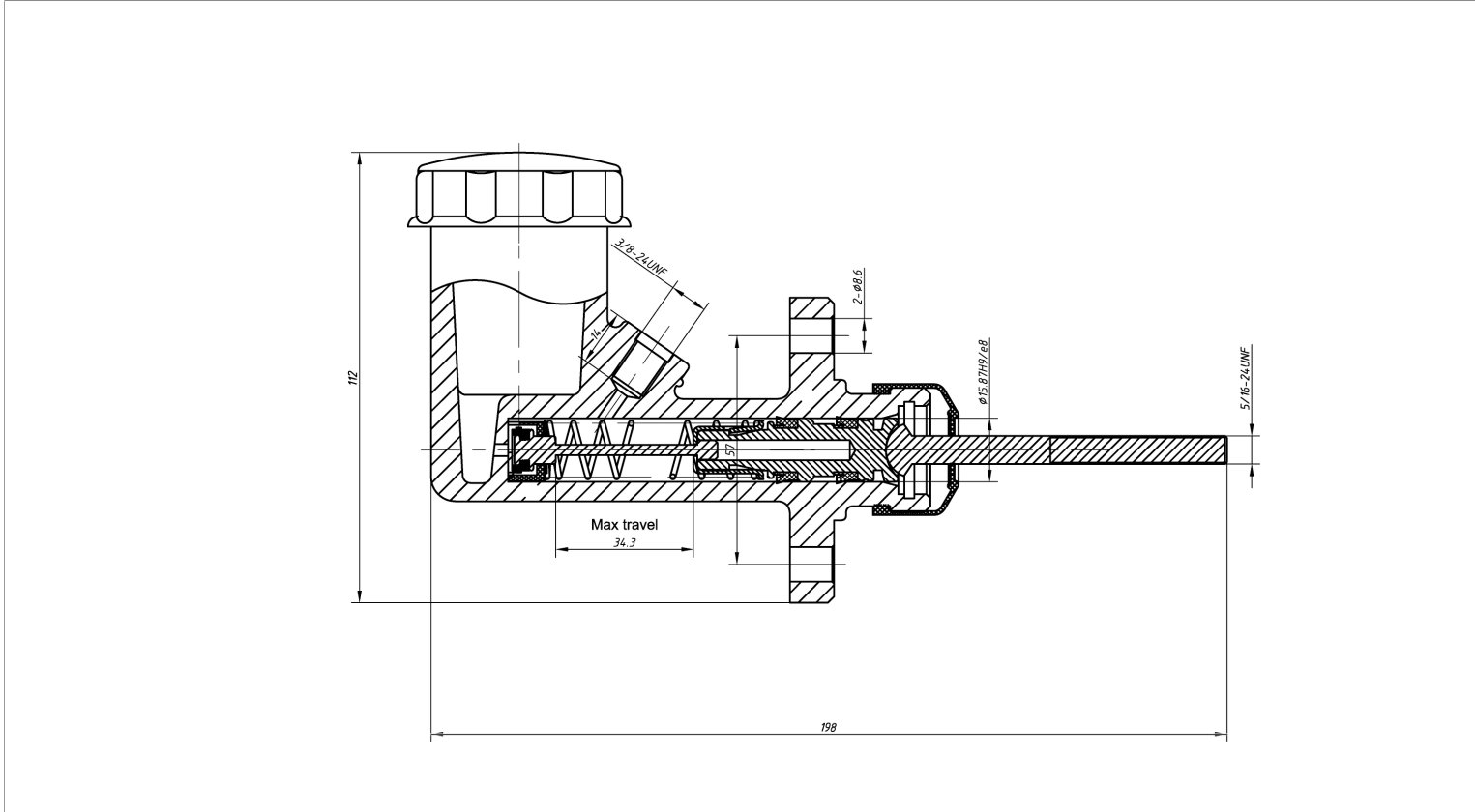 Hauptbremszylinder 15,8mm / 0,625 mit Behälter OBP
