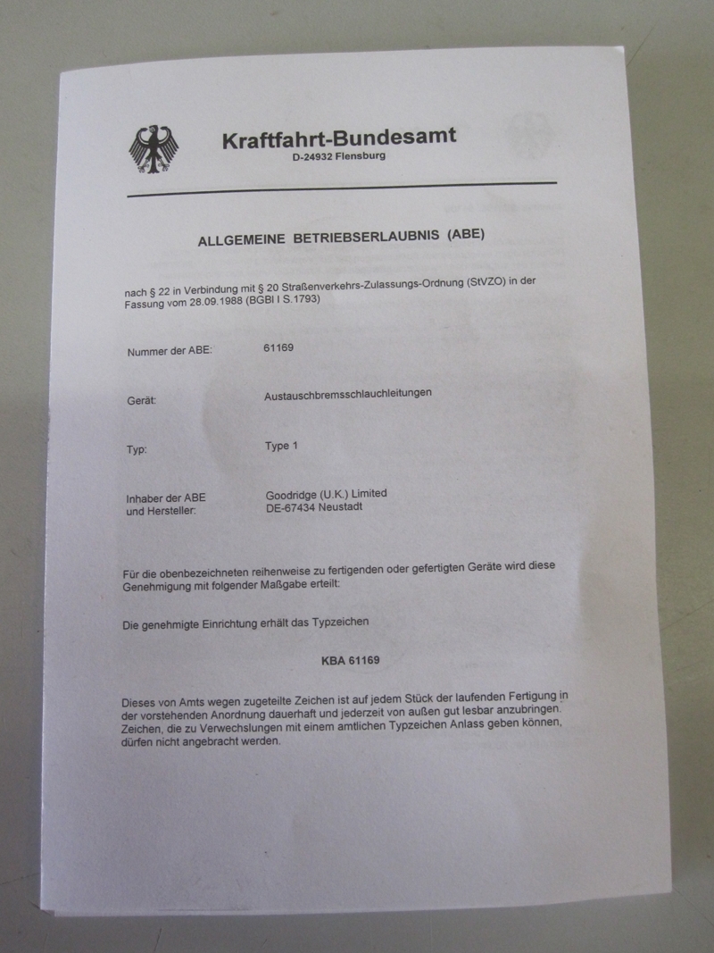 Goodridge Bremsschlauchsatz Audi 100 2.2E Quattro  Typ 44Q 89-90   6-teilig mit ABE
