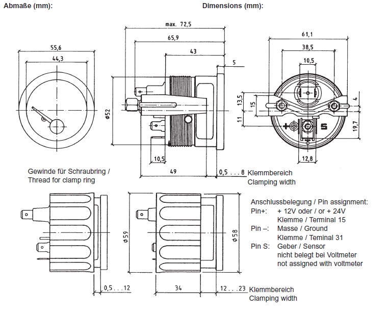 VDO Öldruckanzeige elektr. bis 10 bar   Baureihe Cockpit Vision