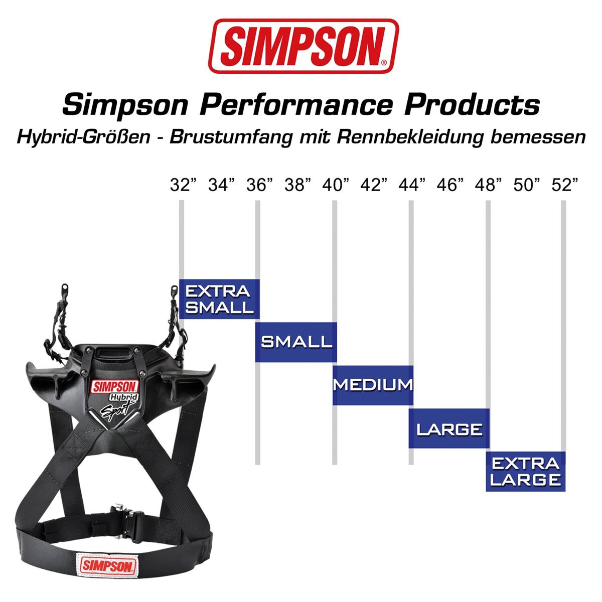 Simpson FHR Hybrid Sport FIA 8858-2010  (Simpson QuickRelease) Größe XS - XL