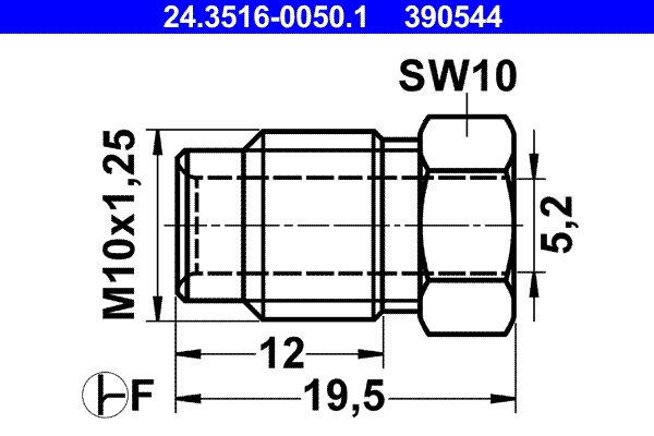Einschraubnippel M10x1,25 Bördel F  für 4,75mm Leitungssystem