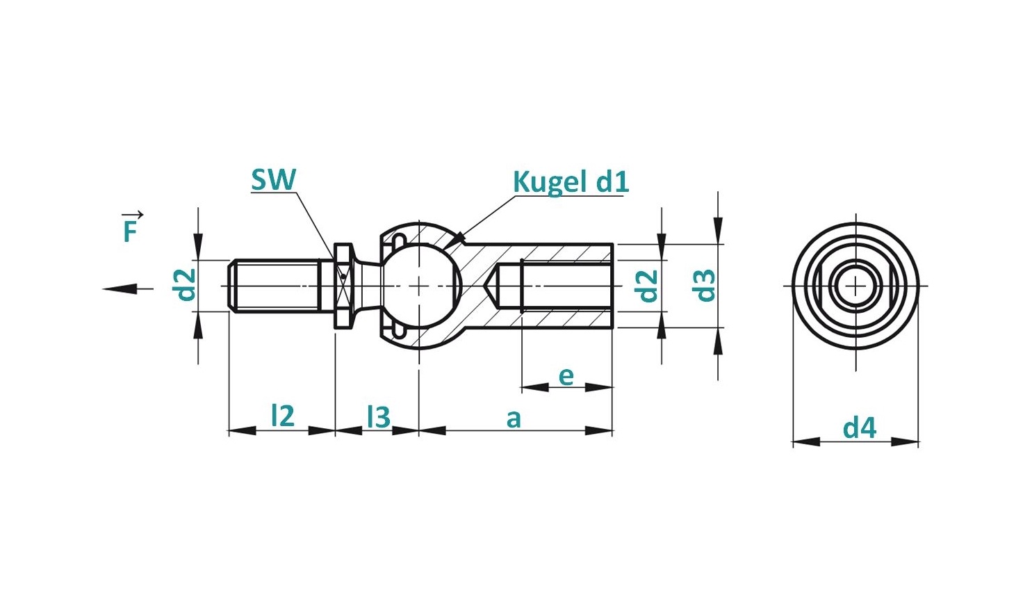 Axial Kugelgelenk M10  mit Dichtkappe