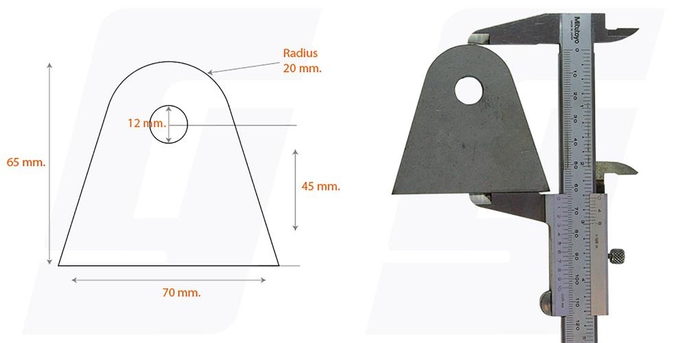 Schweisslasche Nr.8 70x65x4 (12mm Loch)  - Domex700