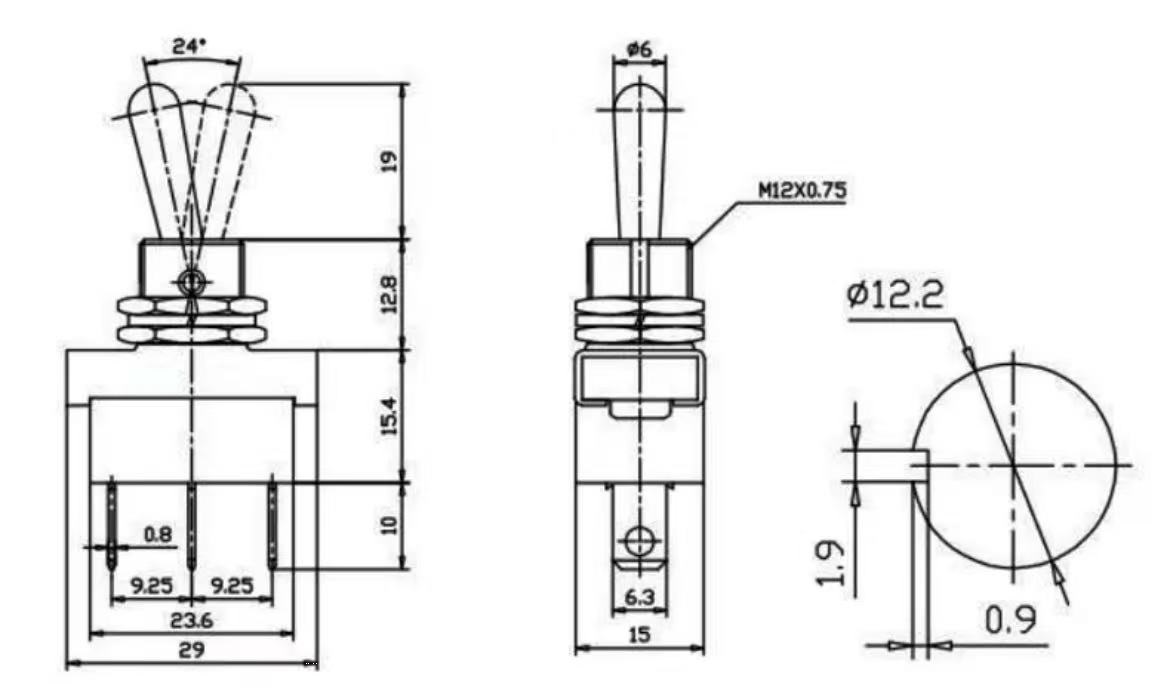 Metall Kippschalter 25A 12V On/Off  Steckkontakte