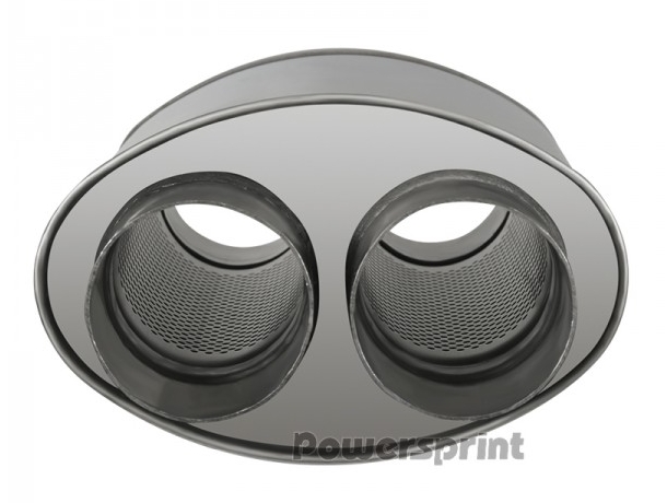 Powersprint Schalldämpfer Short Box  oval zweiflutig Ø 60mm 370 mm Länge
