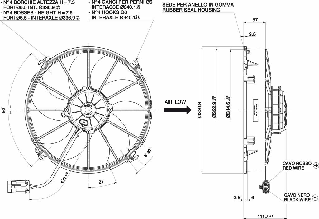 Spal Kühlerventilator VA01-AP90/LL-66A 12V  D331-D305 T=112 / 3170m³ saugend
