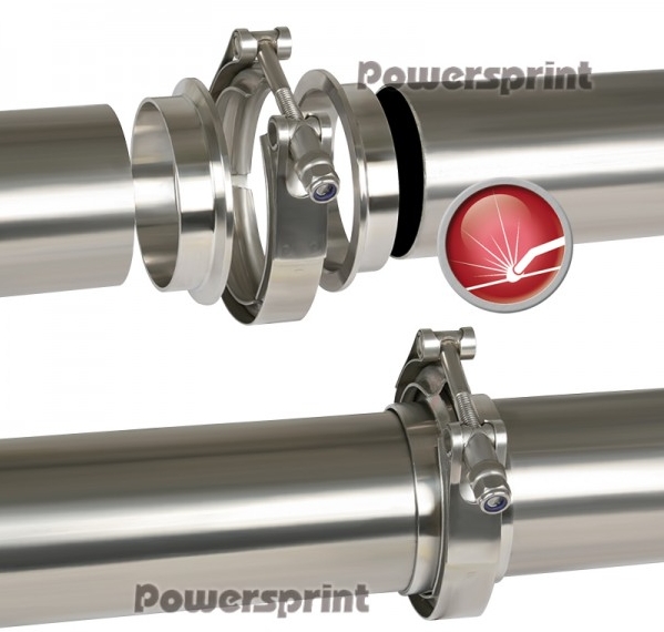 Powersprint Schnellverschluss-  T-Bandschellenset (V-Band) Ø 101,6 mm