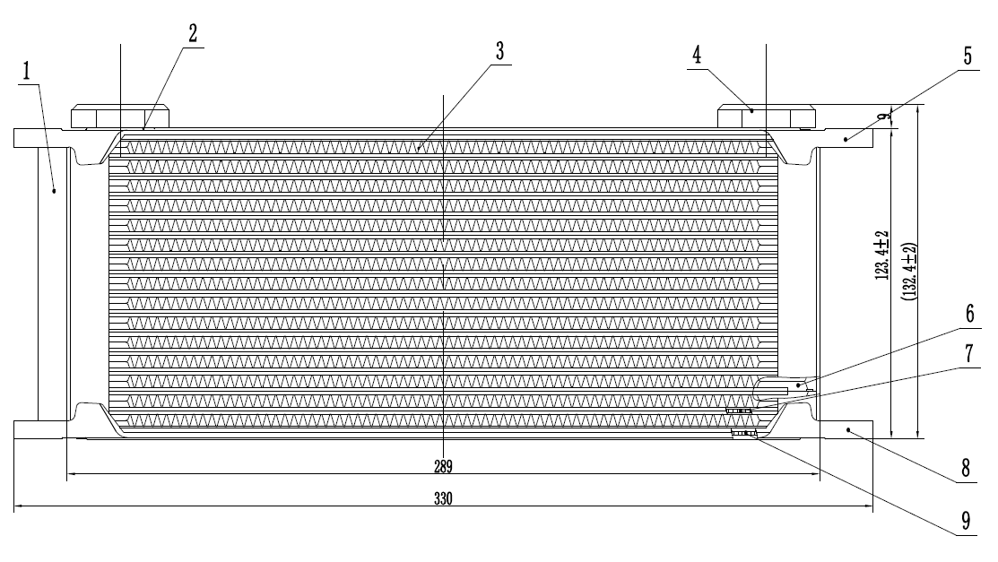 Beltenick Ölkühler M22 x1,5 330mm lang 16 Reihen (122mm)