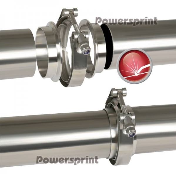 Powersprint Edelstahl Auspuff Schnellverschluss V-Band  T-Bandschelle für 101,6mm T-Flansche!
