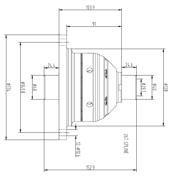 Blackline Schneckenrad-Differentialsperre Volvo C30 (6-Gang M66 Getriebe)   Torsen System