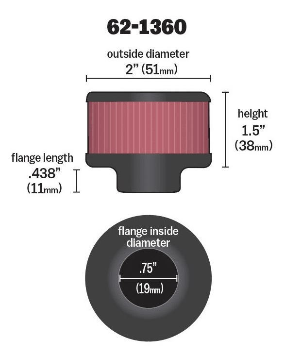 K&N Entlüftungsfilter 19mm  51 mm Ø 38 mm Höhe