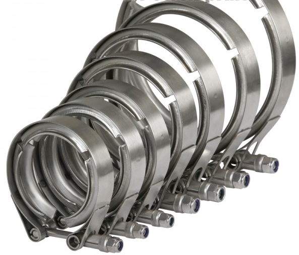 Powersprint Edelstahl Auspuff Schnellverschluss V-Band  T-Bandschelle für 89mm T-Flansche!