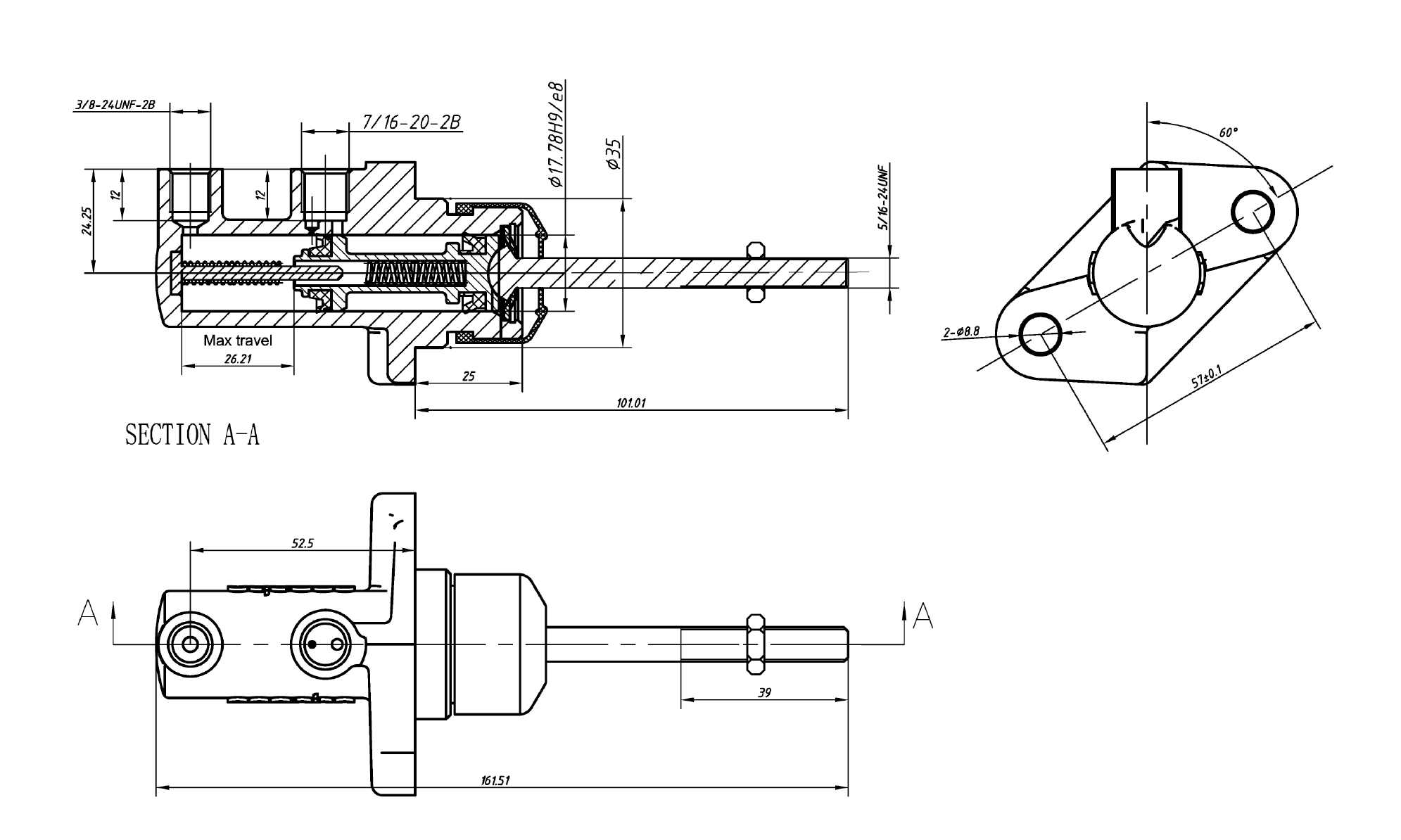 OBP Kompakt Hauptbremszylinder & Kupplungszylinder  Zylinderbohrung: 17,8 mm (0,7 inch)