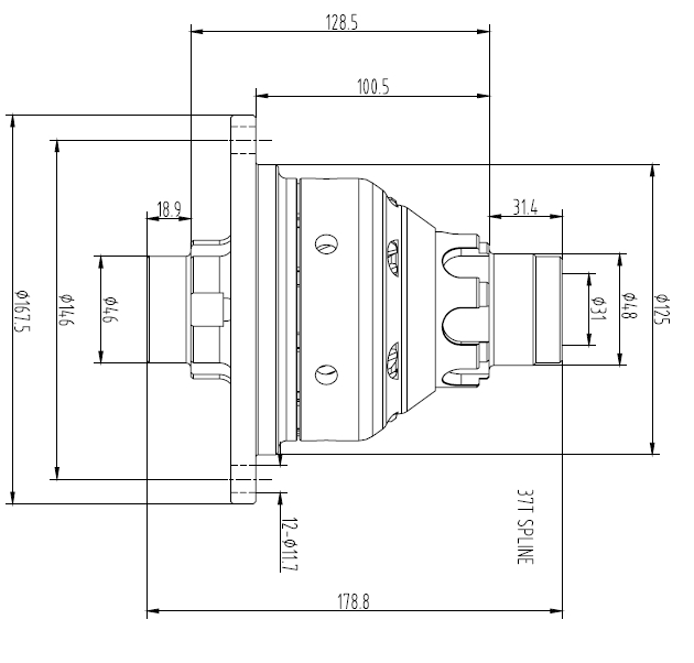 mechanischer Teil, Abmessungen,  technically drawing, Zylinder, Anschluss