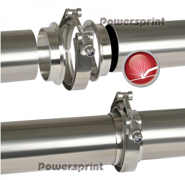 Powersprint Edelstahl Auspuff Schnellverschluss V-Band  T-Bandschelle für 60mm T-Flansche!