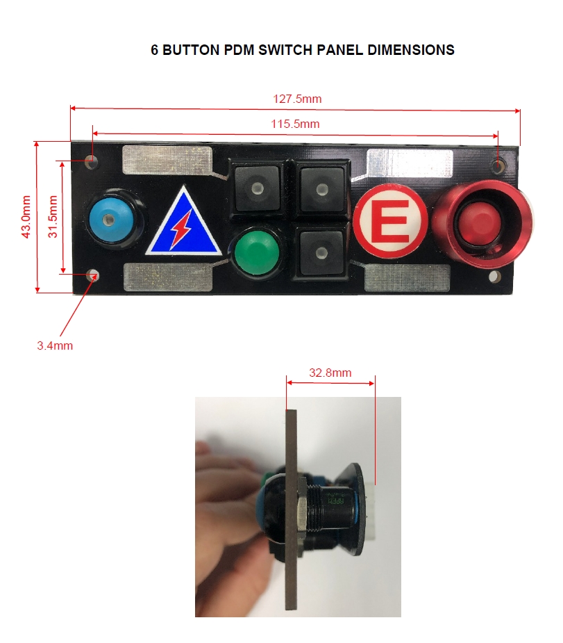 Schaltleiste blank für Cartek Power Distribution Module    CARTEK PDM Switch Panel 6W (black + START, plain)