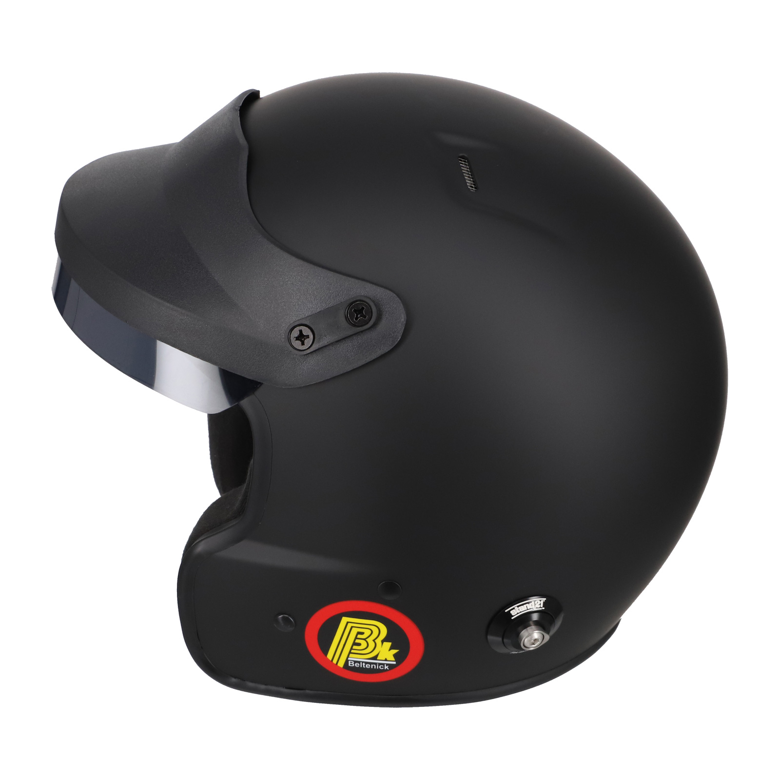 Beltenick OF Racing schwarz mit Hans Clips Homologation FIA 8859-2024 / 2015 Jet Helm