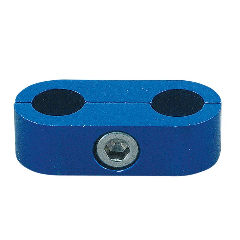 Doppelter Schlauchhalter AN08  blau  aus Aluminium für Serie 600 Schläuche