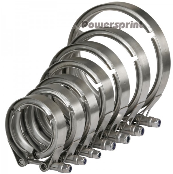 Powersprint Edelstahl Auspuff Schnellverschluss V-Band  T-Bandschelle für 127mm (5,00) T-Flansche!