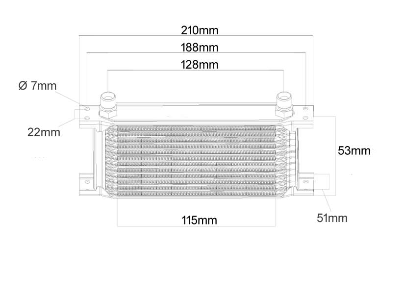 Ölkühler Mocal 7 Reihen 210mm lang Anschluss M14x1,5 Innengewinde