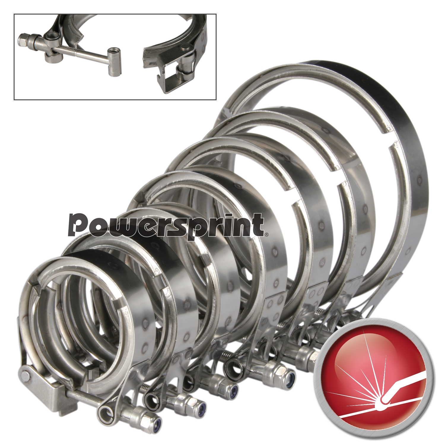 Powersprint Auspuff Schnellverschluss V-Band Schelle (QR)  Ø 65 - 76 mm / 2,75 - 3,00