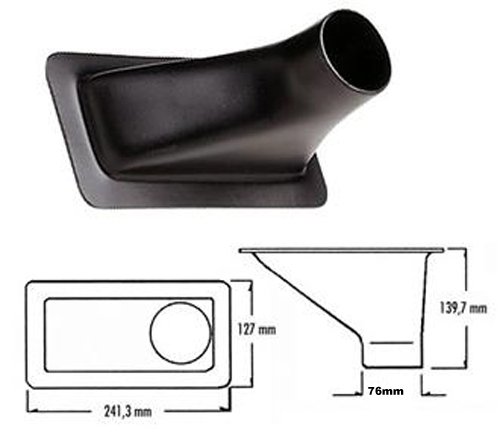 Rechteck-Lufteinlass  Air Duct  Offset klein  Luftschlauchanschluss: 76 mm