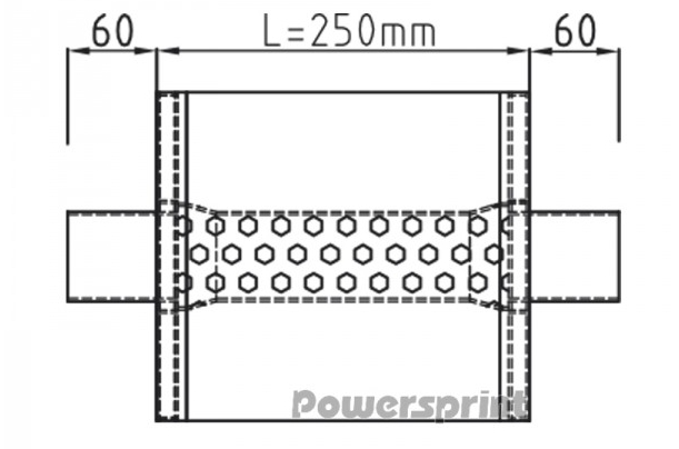 Powersprint Schalldämpfer Short Box  oval Ø 55mm 370 mm Länge