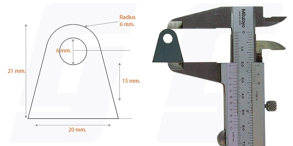 Schweisslasche Nr.22 (10 Stück) 20x21x2mm (6mm Loch)  - Domex700