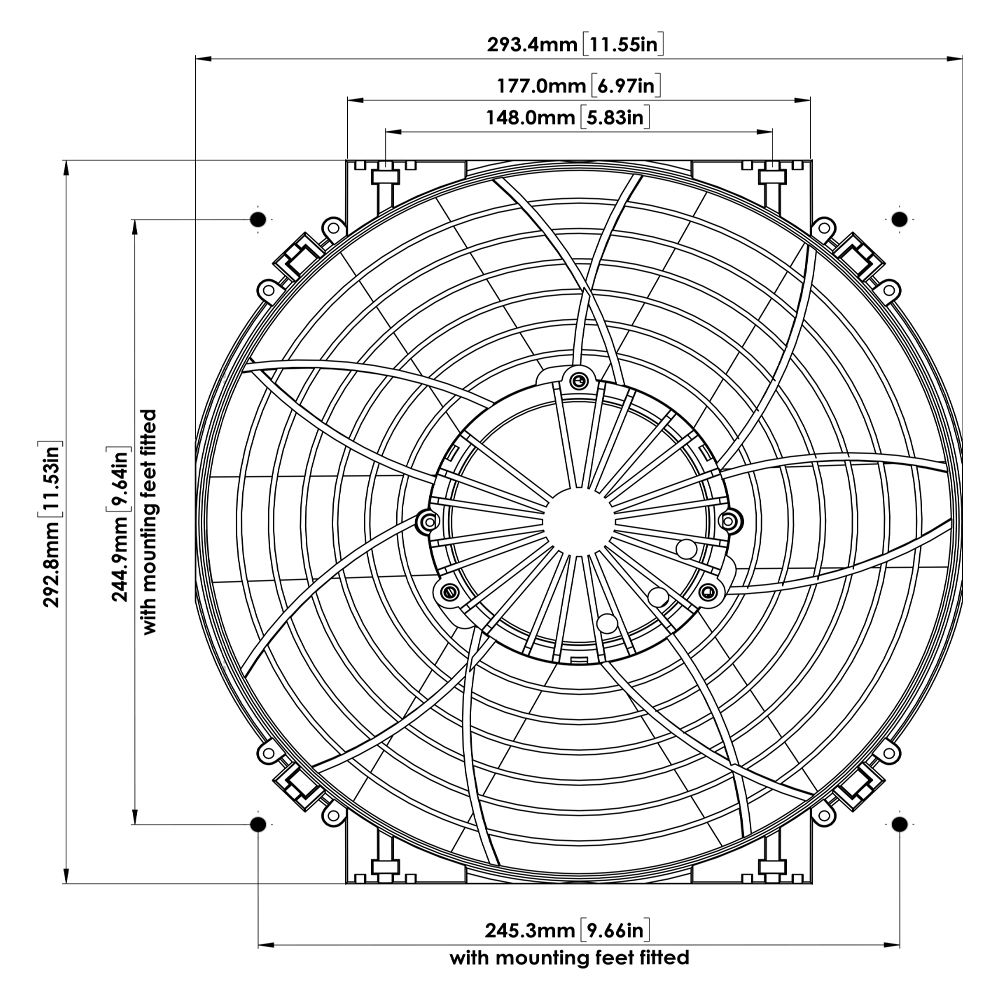 24V Kühlerventilator 295mm (12") Davies Craig Brushless  bürstenlos, 2310m³/h blasend und saugend dual