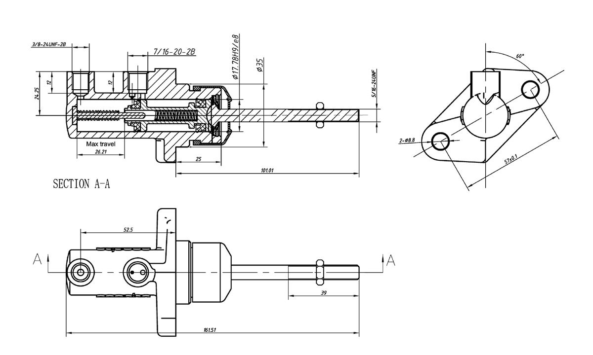 OBP Kompakt Hauptbremszylinder & Kupplungszylinder  Zylinderbohrung: 17,8 mm (0,7 inch)