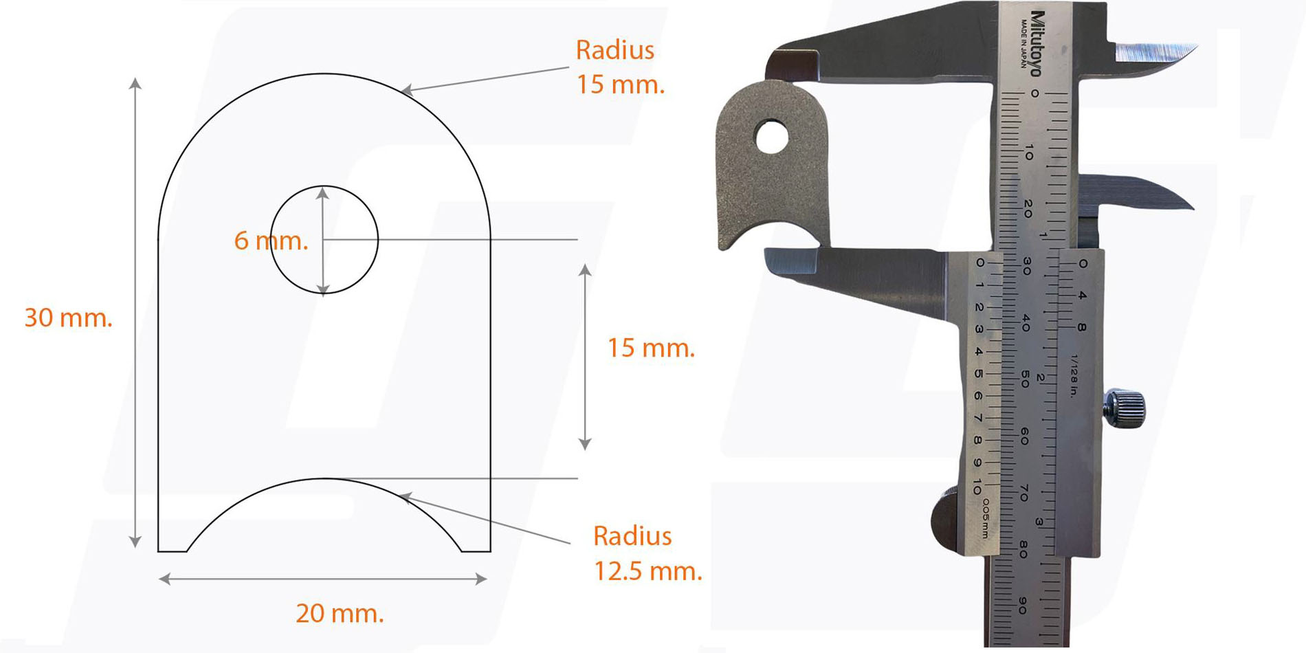 mechanischer Teil, Messschieber, Abmessungen, Präzision, Bearbeitung