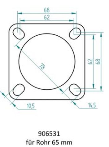 Powersprint Quadrat-Flansch  65 mm Ø Rohrausschnitt